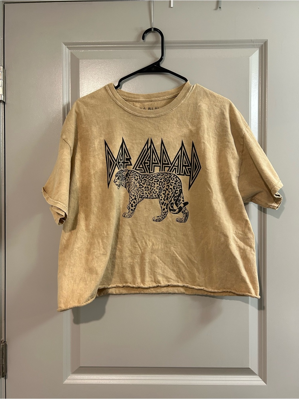 Def Leppard Cropped Tee - Tan